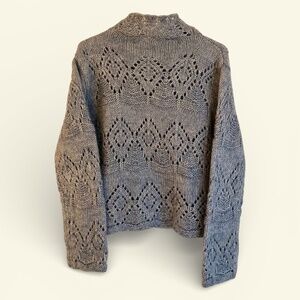 Marshalls Blue Gray Boho Lace Pattern Sweater Size L